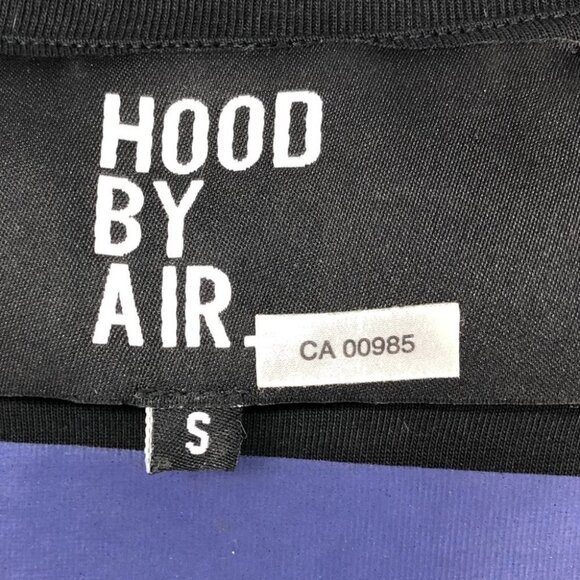 Hood By Air Blue and black/white Colorblock Striped Logo T-Shirt size S - Picture 12 of 16